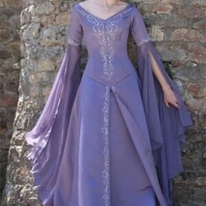 Medieval Embroidery Prom Dresses Long Flare Sleeves A Line V Neck Vintage Fairy Fantastic Evening Formal Party Gowns Customized