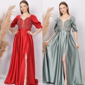 Customized Formal Fashion Satin Beading Sequined Sash Pleat Draped A-line V-neck Long Dresses Cocktail Dresses Modern Style High