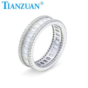 6.7mm Exquisite Moissanite Rings 925 Sterling Silver for Women Wedding Bands Love Valentine’s Day Romantic Gift Luxury Jewelry