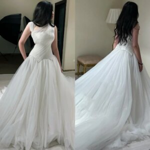 Customized Evening Tulle Draped Evening Ball Gown Off-the-shoulder Bespoke Occasion Long Dresses