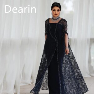 Customized Women Prom Gown Formal Dearin Square Collar Column Floor Length Skirts Tulle Bespoke Occasion Dresses Evening Dress