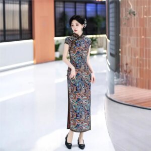 New cheongsam Chinese style elegant temperament long performance dress