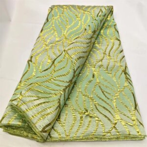 Green 2024 High Quality Nigerian Jacquard Lace Fabric African Brocade Lace Fabric For Sewing Women Wedding Party Dresses