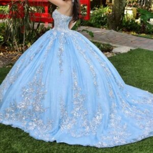 Customized Luxury Sky Blue Quinceanera Dresses Ball Gown Lace Applique Corset Ball Gown Prom Birthday Party Dress 15 16 Vestido