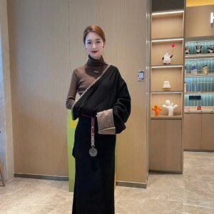 Couple Models Autumn and Winter Thick Warm Tibetan Robe Ethnic Style Casual Dance Guozhuo Popular High-End