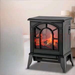 3D Flame Electric Fireplace Instant Heat Heater Multi-Level Warm Air Fan Wide-Area Airflow Fire Stove Modern Home Heater
