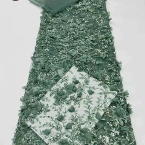 5 Yards African 3D Sequin Beaded Lace Fabric Nigerian Embroidery High Quality French Tulle Lace Fabric Bridal Dress Material