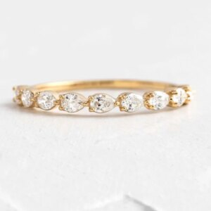 Custom Fluency Band Solid 10K 14K 18K Gold Moissanite Rings for Women Wedding Promise Fine Jewelry
