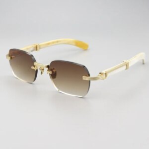 2025 New Retro Horn-shaped Leg Sunglasses for Men High-quality and Fashionable Frameless Square Protective Sunglasses Women