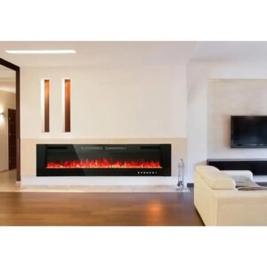 72″ Wall Mounted Electric Fireplace Remote Control & Touch Screen Heater Realistic Flames & 12 Colors,Adjustable Timer CSA