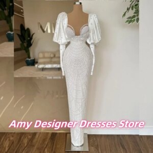 Luxury Sequin Evening Dresses For Women Shinning Beaded Pears Wedding Party Dress Formal Occasion Vestidos De Gala Customized