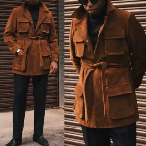 Vintage Men Suit Single Breasted Wool Blends Wedding Tailcoat Notched Lapel Business Blazers Drawstring Overcoat Customized
