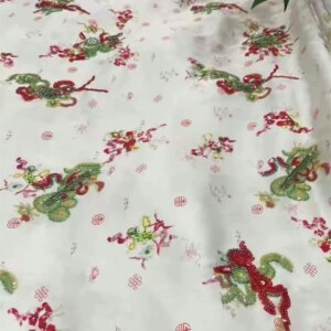 Silk wool satin heavy industry embroidery fabric beaded Chinese-style armor