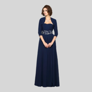 Blue Mother Of The Bride Dresses A-line Chiffon Beaded With Jacket Plus Size Long Groom Mother Dresses For Wedding Customized