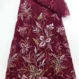 2025 High-End Luxury Beads French Embroidery Groom Lace Fabric African Nigerian With Sequins Fabric For Wedding Dress Sewing