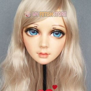 (Xian-2)Female Sweet Girl Resin Half Head Kigurumi BJD Eyes Crossdress Cosplay Japanese Anime Role Lolita Mask With Eyes And Wig
