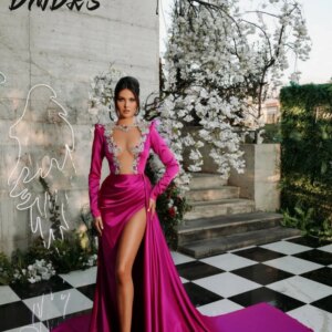 Classic side-slit Prom Dress 2025 Sexy deep V-neck Evening Dress Elegant A-line Sequined Floor-length Gown Customized