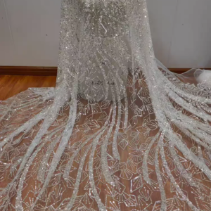 New Fashionable Shiny Sequins and Rhinestone Fabric Diamond-shaped Lace Net Fabric for Wedding Dress