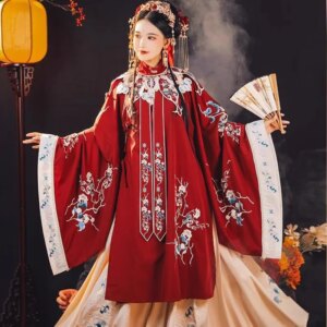 Adult Women’s Han Chinese Clothing Ancient Costume Stand Collar Cardigan Flowing Style Cloud Shoulder Changming Spring Autumn