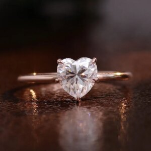 Provence 18K/14K/10K Rose Gold 1.2ct D Color VVS1 GRA Certified Heart Shape Moissanite Ring For Women Romantic Anniversary Band