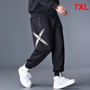 Big Size Pants Men Jogger Streetwear Casual Harem Pant Oversize Sweatpants Elastic Waist Black Trousers Plus 6XL 7XL HX405