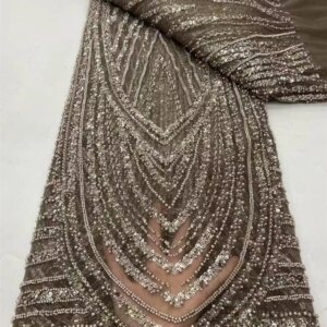 African Beads Bride Tulle Lace Fabric 2024 High Quality Sequins Embroidery French Tulle Laces For Nigeiran Party Dresses
