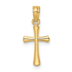 14K Polished Beveled Cross w Round tips Charm