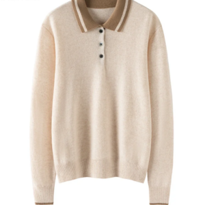 BirdTree, 100%Pure Cashmere Elegant Sweaters, Women Polo Collar Warm, Fashion Loose Pullover, Autumn Winter Soft Top T48521QM