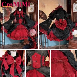 CosMiMi Anime Re:Zero Ram Cosplay Costume Sweet Elegant Gothic Style Formal Dress Full Set Carnival Party Role Play Clothing New