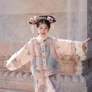 Imperial printed ancient Han dress female cloak waist skirt suit two-piece travel shot cheongsam