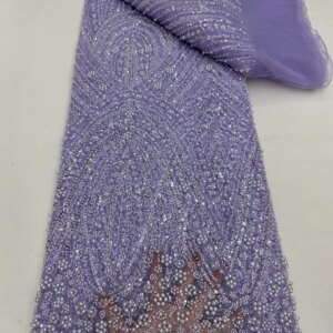 African Nigerian Heavy Beads Lace Fabric French Sequins Mesh Net Lace Fabrics 2025 High Quality Lace Wedding Party Dress Sewing