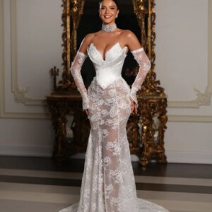 Charming Sleeveless Wedding Dress 2025 Romantic Lace Strapless Bridal Gown Elegant A-line Floor-length Gown Customized