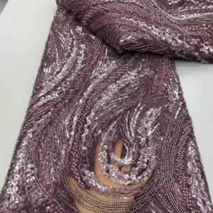 African Sequins Beads Fabric Nigerian French Mesh Net Lace Fabrics For Sewing 2025 New High Quality Wedding Party Dresses ZX