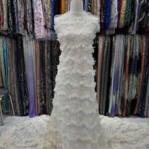 Beaded Lace Fabric Luxury Nigerian Lace Fabric 2025 High Quality Lace Burnt Orange Beaded Lace Fabric For Wedding
