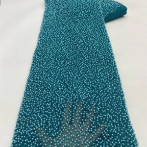 Luxury African Sequin Beaded Lace Fabric 2025 High Quality Lace 5 Yards French Lace Fabric Nigerian Net Lace Fabric Dress Q458-1