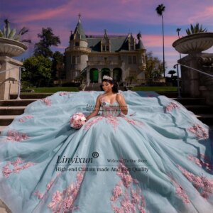 Ball Gown Quinceanera Dresses With Appliques Lace Birthday Sweet 16 Princess Ball Gowns Corset Customized Vestidos De 15 Años