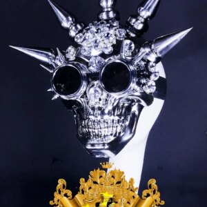 Golden Rivet Skull Face Dance Team Costume Skull Mask Halloween Performance Mask
