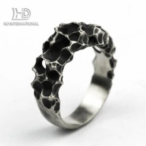 925 silver Meteor crater ring, crater ring, natural ring, couple brass handmade jewelry