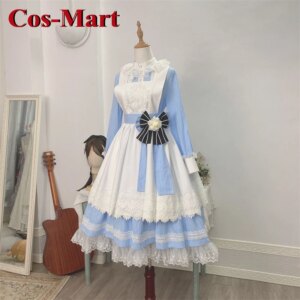 Cos-Mart Game Tempt The Villains Dad Anica Cosplay Costume Gorgrous Blue Alice Maid Dress Activity Party Role Play Clothing