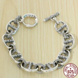 S925 sterling silver bracelet with stylish temperament Personality Eternal Pig Nose Advanced niche design handicrafts