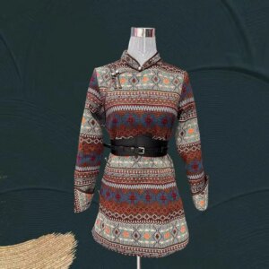 2025 Autumn New Ethnic Style Dress Mid-Length Casual Robe Coat Mongolian Daily Skirt