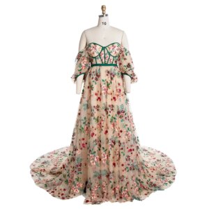 Off Shoulder Embroidery Lace Floral Dress Multi Colors Dress for Photo Shoot Photography Dresses YEWEN YW240083