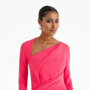 CustomizedHigh 2024 New Women’s Maxi Satin Fitted Party Dress Hot Pink Irregular Neck DRESS Mermaid Ruched Prom Dress  Party Dre