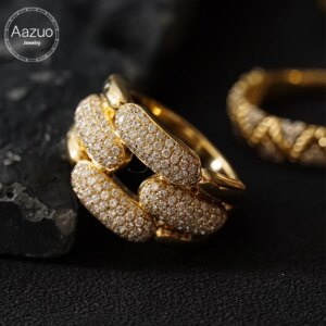 Aazuo 18K Solid Yellow Gold Real Diamonds Luxury Ring Gifted For Woman Deluxe Banquet Fashion Jewelry Au750 Woman’s Fashion
