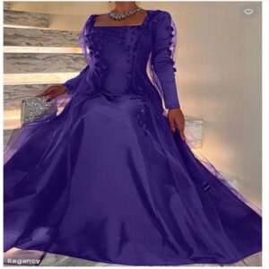 Square Neck Luxurious Women’s Evening Dresses Elegant A Line Festive with Handflowers Purple Party Prom Dress Customized