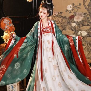 Chinese style chest-length big sleeve shirt embroidery ancient elegant thin Hanfu