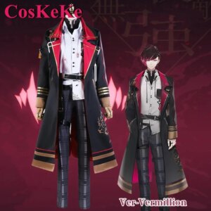 CosKeKe Ver Vermillion Cosplay Anime Vtuber Nijisanji XSOLEIL Costume Fashion Handsome Uniform Halloween Role Play Clothing New