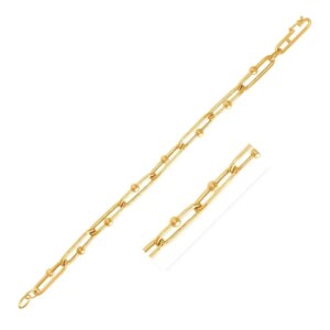 14k Yellow Gold 7 3 4 inch Beaded Oval Chain Bracelet