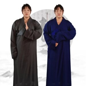 Unlined Long Gown Monk Costume Shirt Spring Summer Autumn Thin Material Breathable Robe Monk’s Clothes Frock Nun Dark Gray