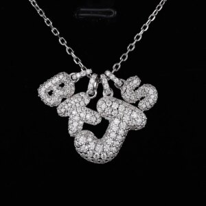 Provence 10K/14K white gold hip hop pendant full lab diamond thick letter pendant for women men Shiny birthday personalized gift